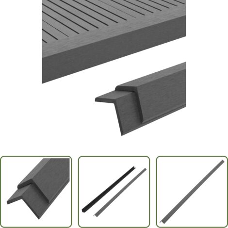 vidaXL Guardavivos para tarima -  Molduras angulares 5 uds WPC gris 170 cm