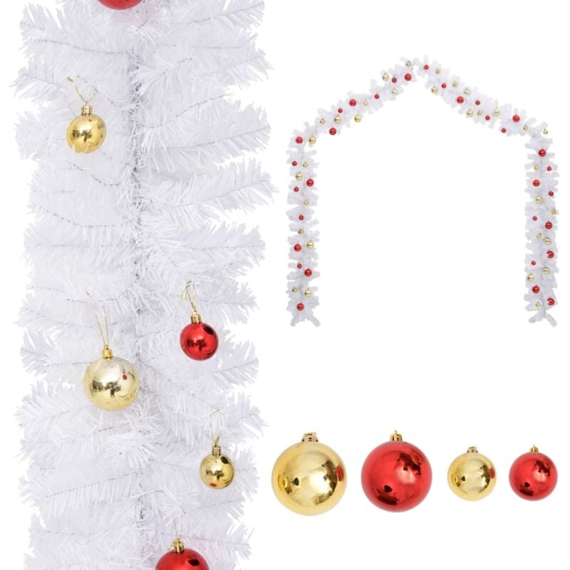 

Vidaxl - Guirnalda de Navidad decorada con bolas blanco 10 m - Blanco
