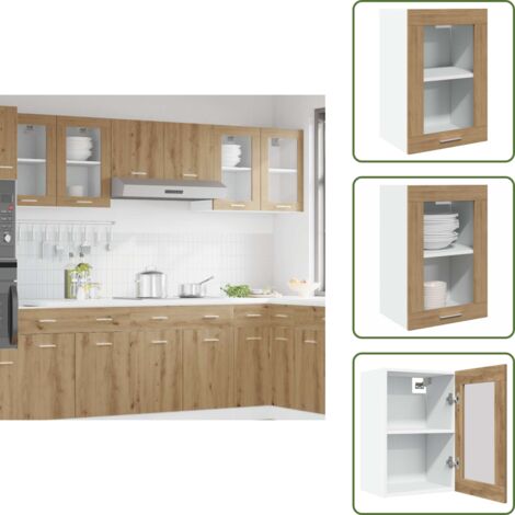 vidaXL Hängeschrank Glas Artisan-Eiche 40x31x60 cm Holzwerkstoff