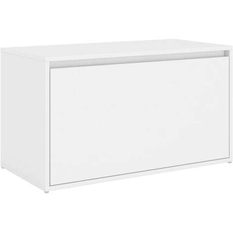 main image of "vidaXL Hall Bench 80x40x45 cm High Gloss White Chipboard - White"