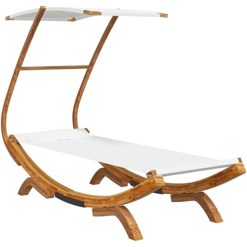 

vidaXL Hamaca con dosel madera maciza curvada crema 100x198x150 cm - Crema