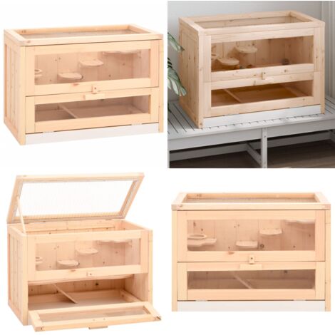 vidaXL Hamsterkäfig 60x35,5x42 cm Massivholz Tanne