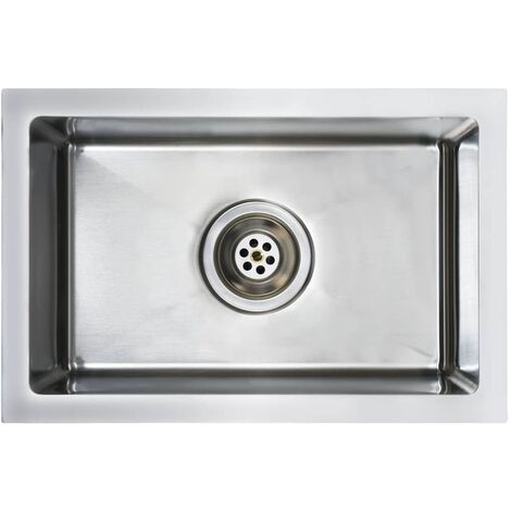 vidaXL Handmade Kitchen Sink with Strainer Stainless Steel - Silver