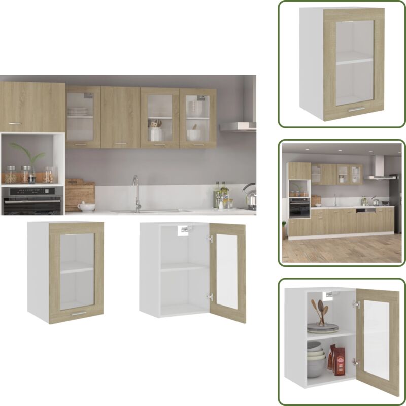 The Living Store Sonoma-eiche - Vidaxl Hängeglasschrank Lyon Sonoma-eiche 40x31x60 Cm Holzwerkstoff - Küchenorganisation