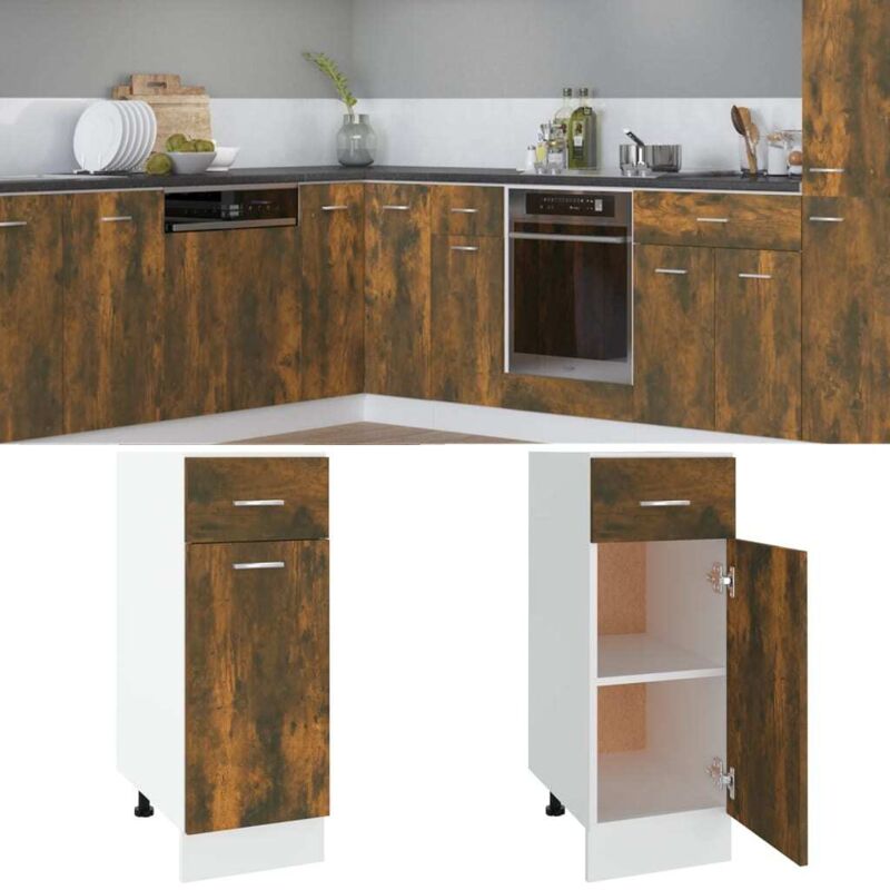 Drawer Bottom Cabinet Lyon Smoked Oak 30x46x81.5 Cm Engineered Wood Vidaxl