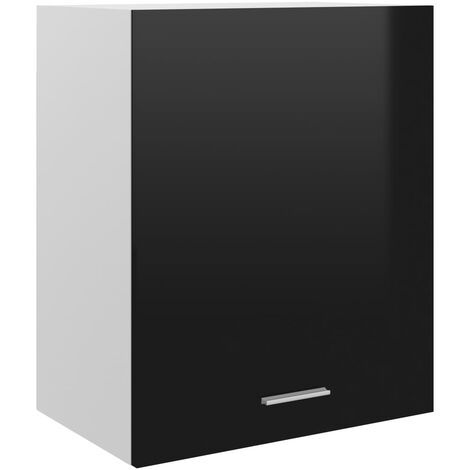 vidaXL Hanging Cabinet High Gloss Black 50x31x60 cm Chipboard - Black