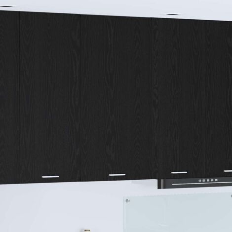 vidaXL  Hanging Cabinet  with Door Black Oak and White 50 x 31 x 100 cm