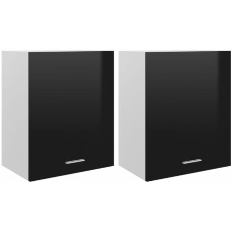 vidaXL Hanging Cabinets 2 pcs High Gloss Black 50x31x60 cm Chipboard - Black