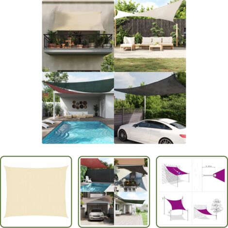 vidaXL HDPE -  Vela Parasole 160 g/m² Crema 2,5x3 m in HDPE
