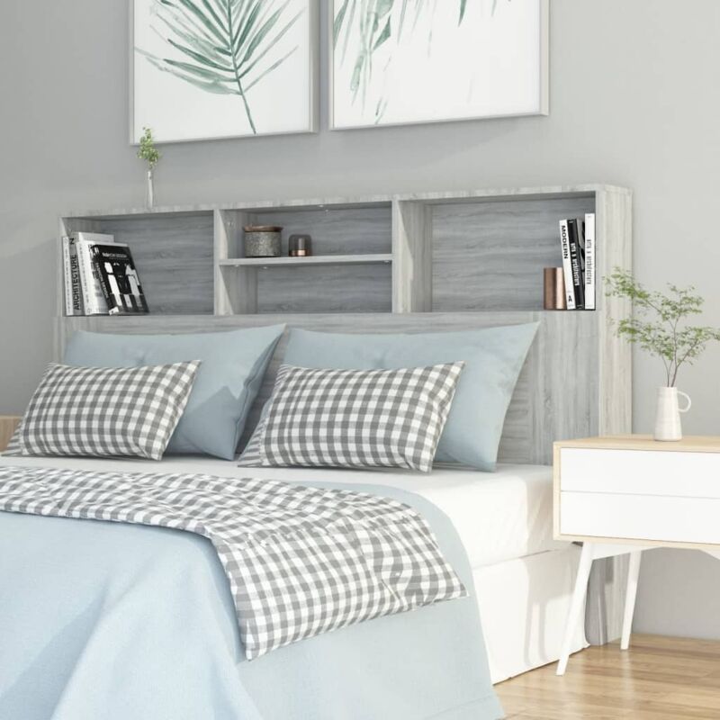 Headboard Cabinet Grey Sonoma 160x19x103.5 Cm Vidaxl