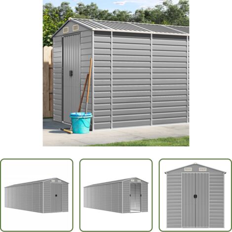 vidaXL Herramientas de jardín -  Caseta de jardín gris claro 191x640x198 cm acero galvanizado