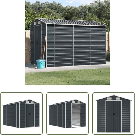 vidaXL Herramientas de jardín -  Cobertizo de jardín acero galvanizado antracita 191x300x198 cm