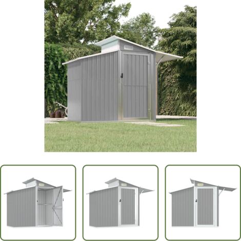 vidaXL Herramientas de jardín -  Cobertizo de jardín acero galvanizado gris 270x130x208,5 cm