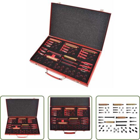 vidaXL Herramientas para reparación -  Kit reparación rosca bujía incandescente 63 pzas M8 M9 M10 M12