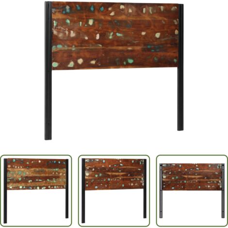 vidaXL Hierro -  Cabecero 120 cm Madera Maciza Reciclada y Hierro