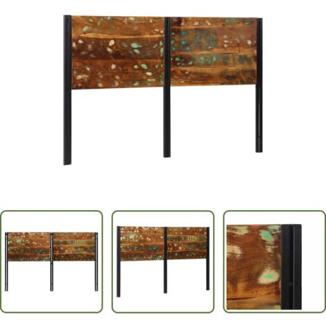 vidaXL Hierro -  Cabecero 160 cm Madera Maciza Reciclada y Hierro
