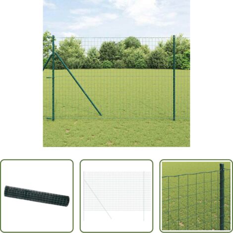 vidaXL Hierro recubierto de PVC -  Euro Valla Verde 1,6 x 10 m Hierro recubierto de PVC