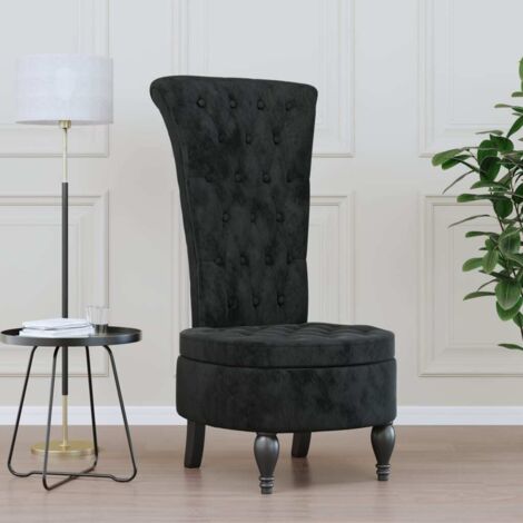 vidaXL High Back Chair Black Velvet Button Design