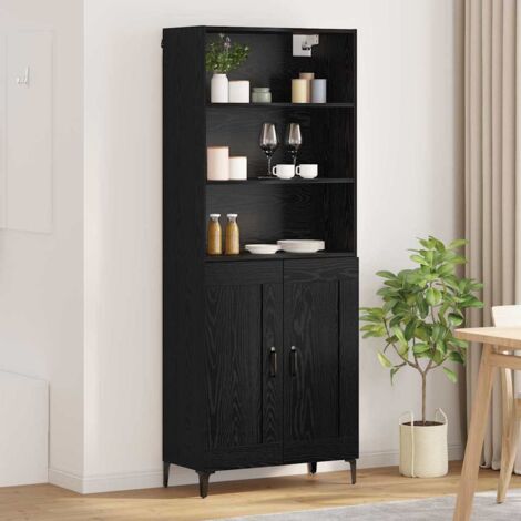 vidaXL  Highboard  2 pcs Black oak Engineered Wood