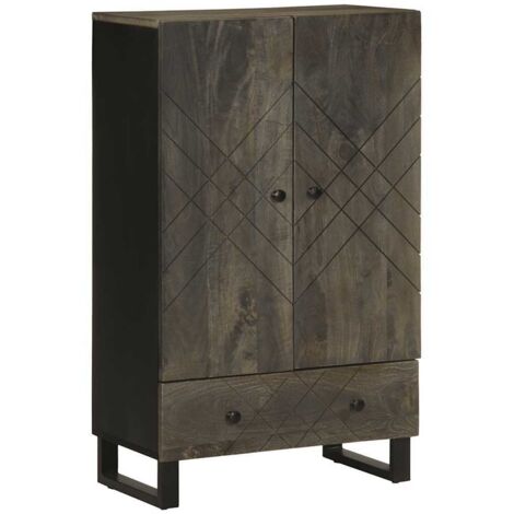 vidaXL Highboard Black 60x33x100 cm Solid Wood Mango