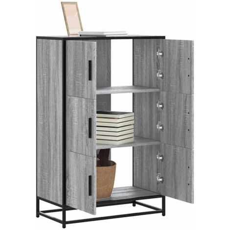 vidaXL Highboard Grey Sonoma 68x35x106,5 cm Engineered Wood and Metal