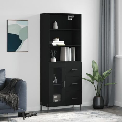 vidaXL Highboard Schwarz 69,5x34x180 cm Holzwerkstoff