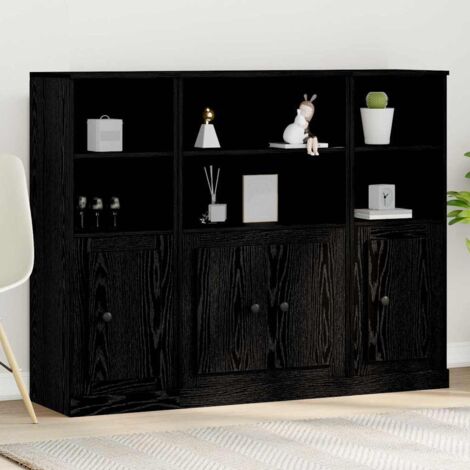 vidaXL Highboard Schwarz Eiche 132x35,5x103,5 cm Holzwerkstoff