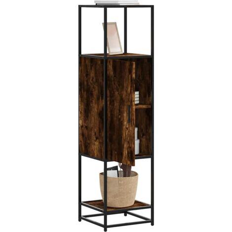 vidaXL Highboard Smoked Oak 35,5x35x139 cm Engineered Wood and Metal