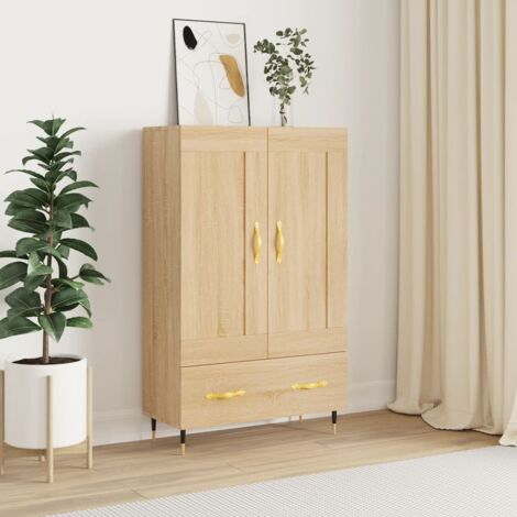 VIDAXL The Living Store Highboard Braun Eichen-Optik 69,5x31x115 cm Holzwerkstoff - Sideboard - Hochschrank - Wohnzimmermöbel - Eiche Optik - Holzwerkstoff