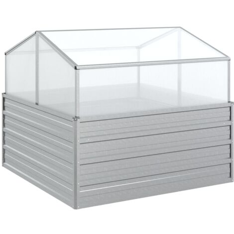 vidaXL Hochbeet mit Gewächshaus 100x100x85 cm Silber