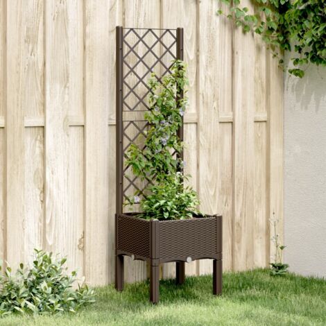 vidaXL Hochbeet mit Spalier braun 40x40x142 cm PP