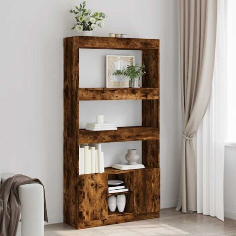 vidaXL Hochbuffet Eiche Rauch 92x33x180 cm Spanplatte