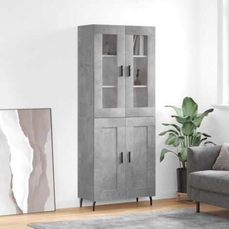 vidaXL Hochbuffet Grau Beton 69,5x34x180 cm Ingenieurholz