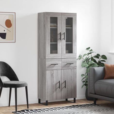 vidaXL Hochbuffet Sonoma Grau 69,5x34x180 cm Spanplatte