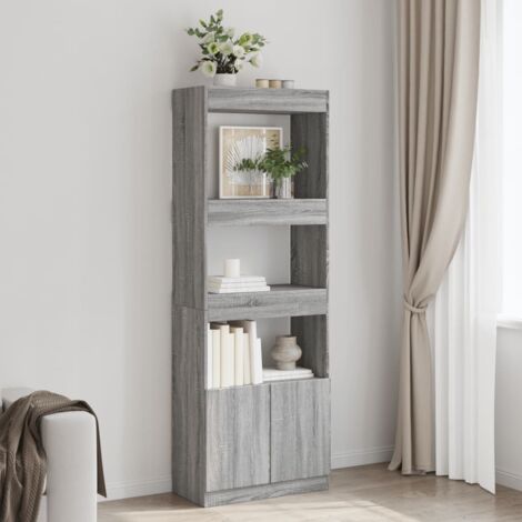 vidaXL Hochkommode 63x33x180 cm grau Ingenieurholz