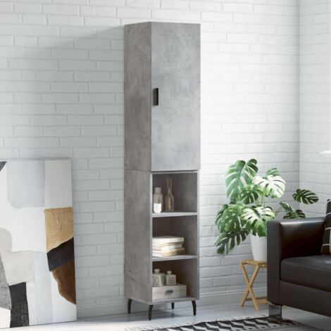 vidaXL Hochkommode Grau Beton 34,5x34x180 cm Ingenieurholz