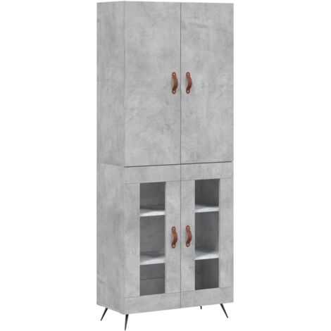 vidaXL Hochkommode Grau Beton 69,5x34x180 cm Holzwerkstoff