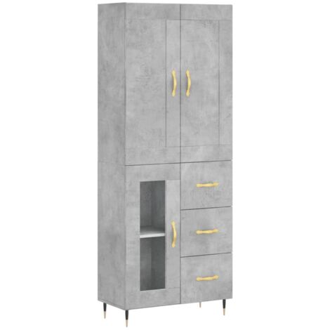 vidaXL Hochkommode Grau Beton 69,5x34x180 cm Ingenieurholz