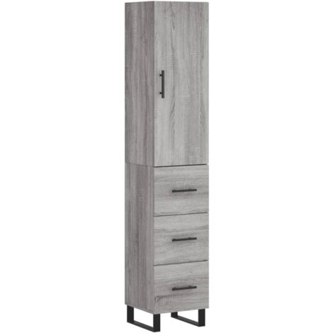 vidaXL Hochkommode Sonoma Grau 34,5x34x180 cm Ingenieurholz