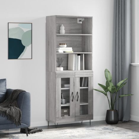 vidaXL Hochkommode Sonoma Grau 69,5x34x180 cm Ingenieurholz