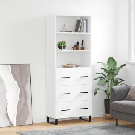 vidaXL Hochkommode Weiß 69,5x34x180 cm Ingenieurholz