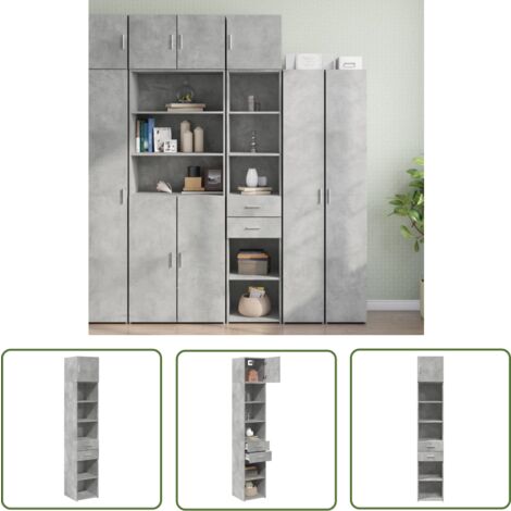vidaXL Hochschrank Schmal Betongrau 40x42,5x225 cm Holzwerkstoff