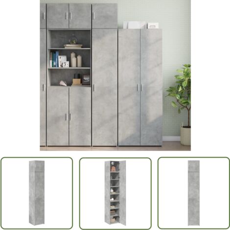 vidaXL Hochschrank Schmal Betongrau 40x42,5x225 cm Holzwerkstoff