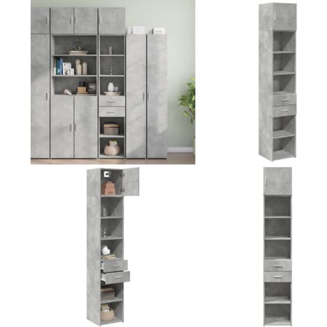vidaXL Hochschrank Schmal Betongrau 40x42,5x225 cm Holzwerkstoff