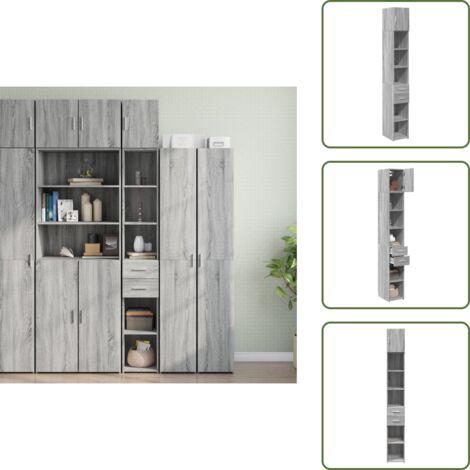 vidaXL Hochschrank Schmal Grau Sonoma 30x42,5x225 cm Holzwerkstoff