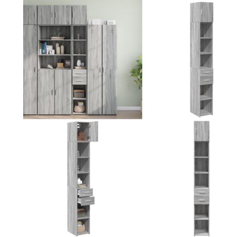 vidaXL Hochschrank Schmal Grau Sonoma 30x42,5x225 cm Holzwerkstoff
