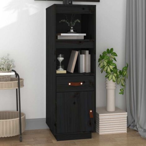 vidaXL Hochschrank Schwarz 34x40x108,5 cm Massivholz Kiefer