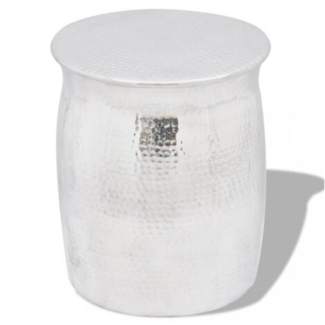 vidaXL Hocker/Beistelltisch aus gehämmertem Aluminium Silbern