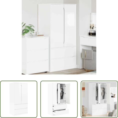 vidaXL Holz Schrank -  Badezimmerschrank mit Tür Hochglanz Weiß 79,5 x 49 x 156 cm
