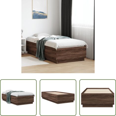 vidaXL Holzgestell -  Bettgestell Braun Eichen-Optik 75x190 cm Holzwerkstoff